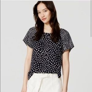 LOFT Navy Dot Dash Blouse